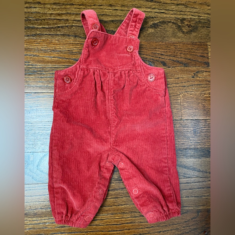 newborn baby Corduroy Overalls NB gender neutral 100% cotton rust red adjustable